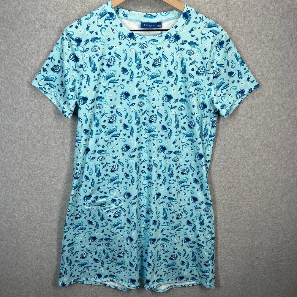 Cabana Life Shift Dress Womens L Blue Paisley UPF 50+ Sun Protection NWT